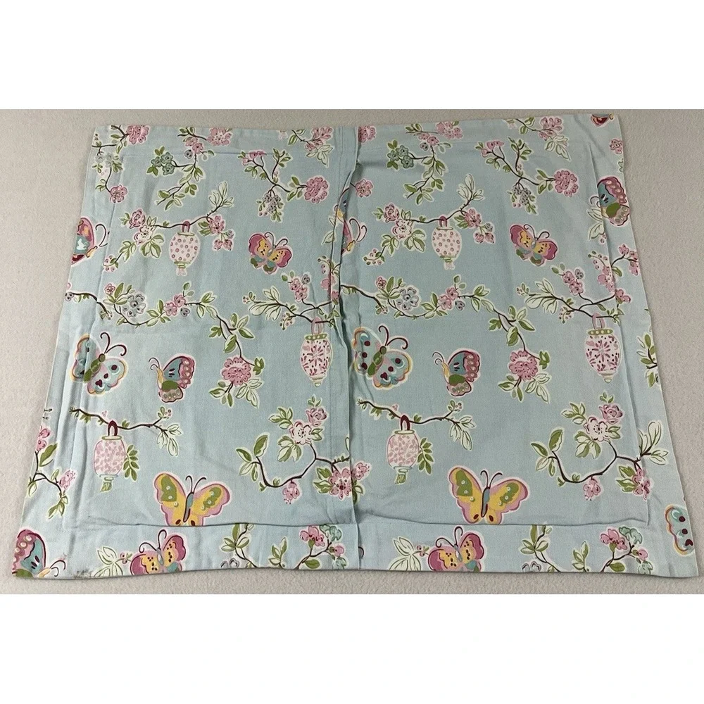 Pottery Barn Kids Leela Standard Sham Sky Blue Floral Butterfly Cotton ONE Flaws